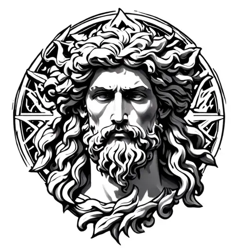 Minimal Realist Zeus God Symbol In Alchemy