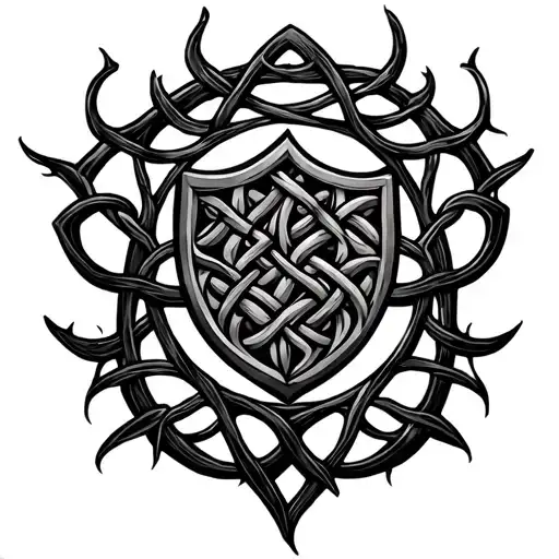 Celtic Tree Of Life With Celtic Knot Shield In The Middle