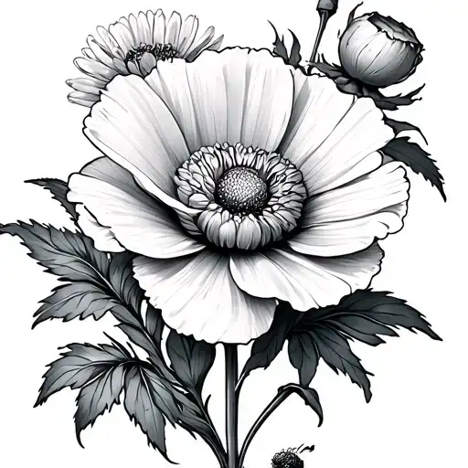Poppy And Chrysanthemum