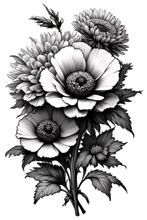 Poppy And Chrysanthemum