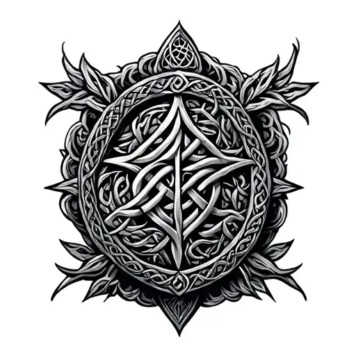 Celtic Tree Of Life With Celtic Knot Shield In The Middle