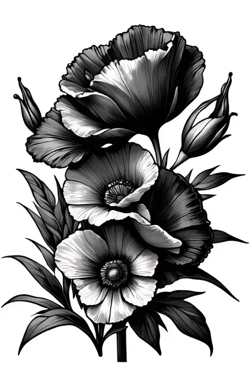 Gladiolus And Poppy Flower