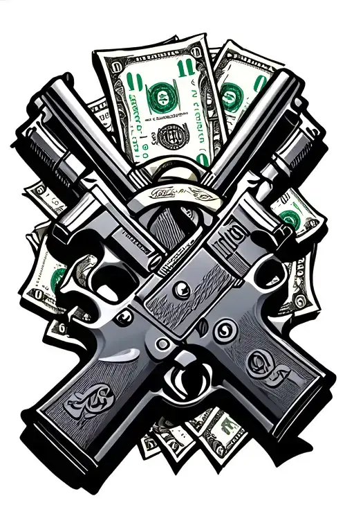Money And Guns Crossed