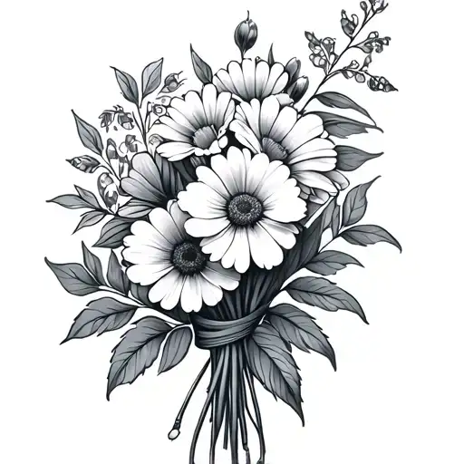 Birth Flower Bouquet Tied