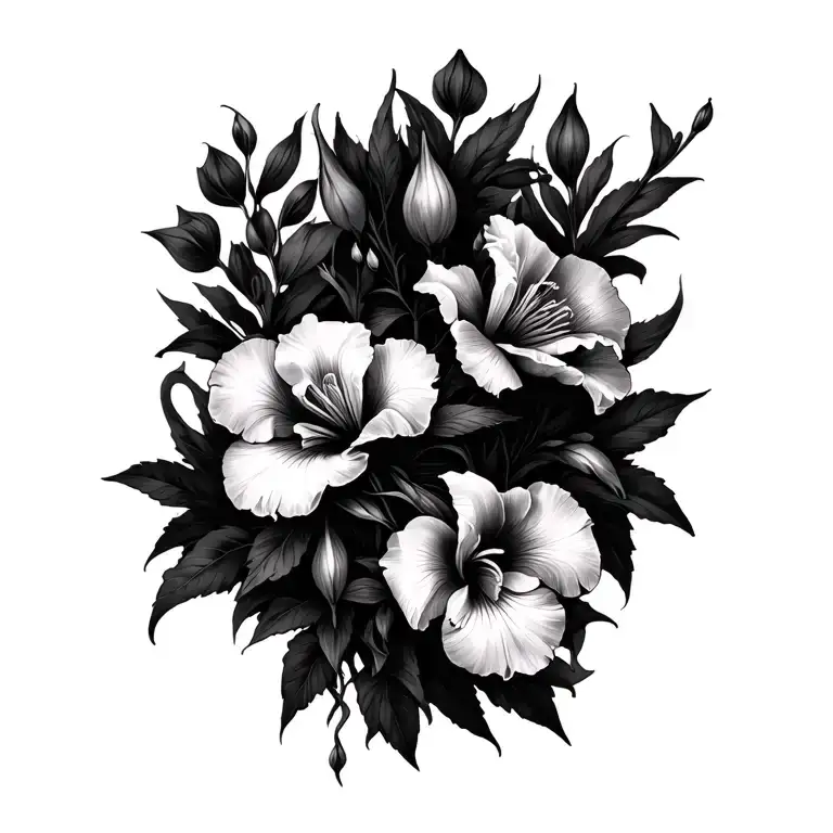 Boa And Iris Flowers