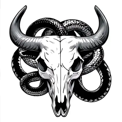 Bull Skull With Snake Inside