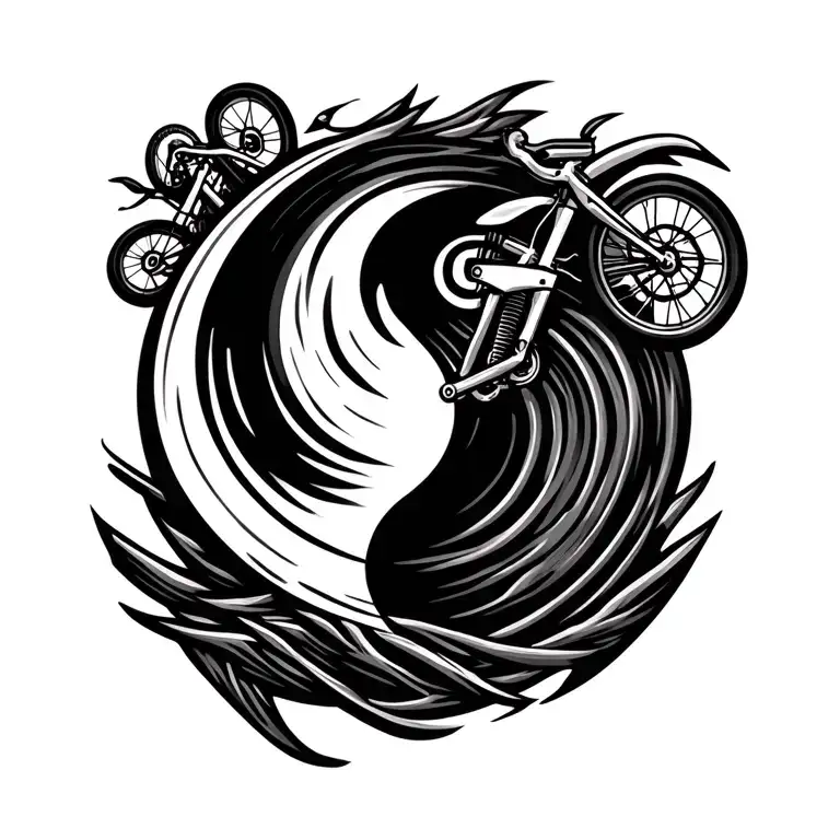 Bike Racing And Mountain Bike Into A Ying And Yang Symbol