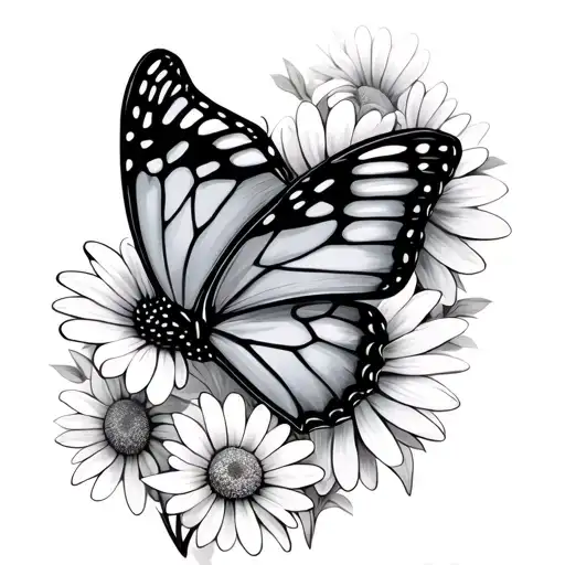 Butterfly Semi Colon And Daisys