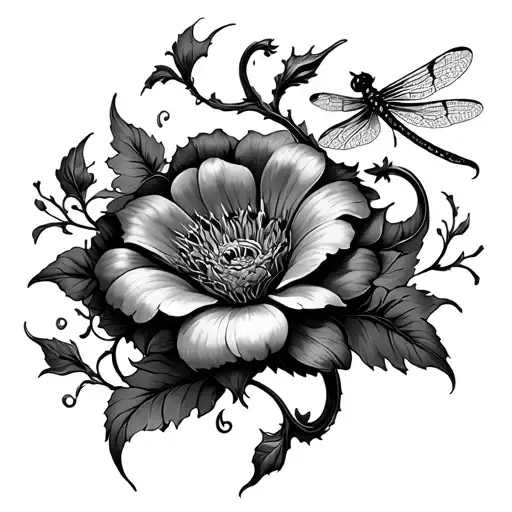 Hubscusis Flower And Dragon Fly Away