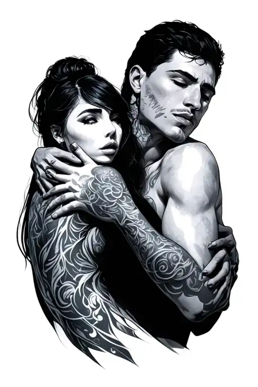 Woman With Man Behind Her Holding Her Throat