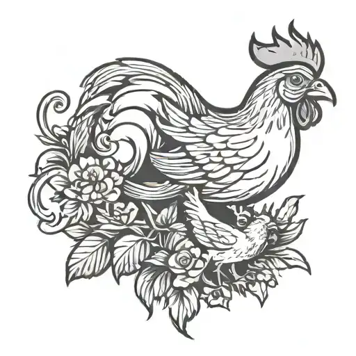 Pig And Chicken Old American Traditional Style