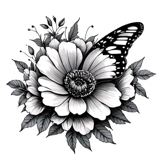 Flowers Words And Butterfly