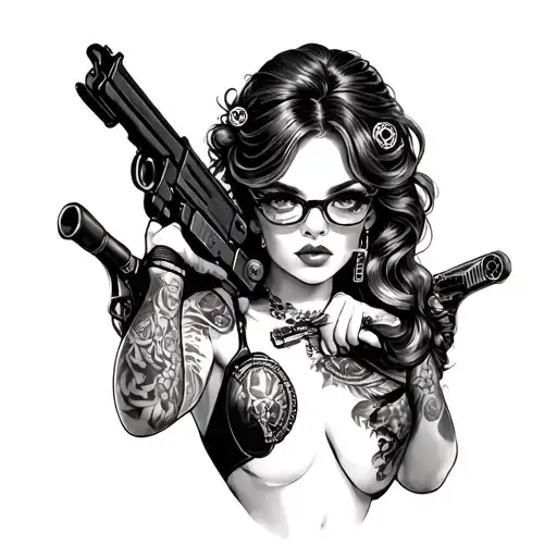 Steampunk Pin-up Girl With Gun