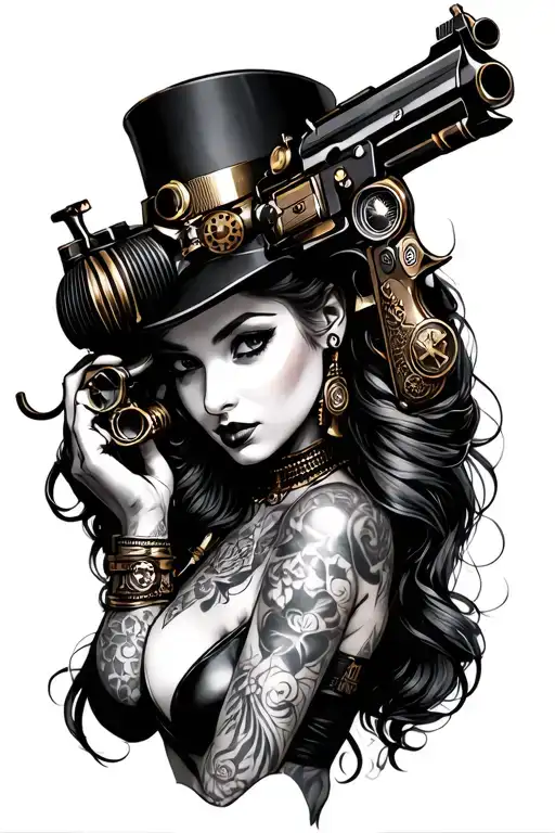 Steampunk Pin-up Girl With Gun