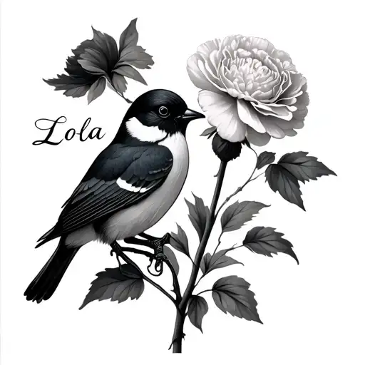 Huming Birds With Carnation With The Name Lola