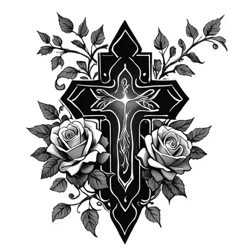 Roses And Vines And A Cross