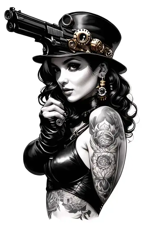 Steampunk Pin-up Girl With Gun