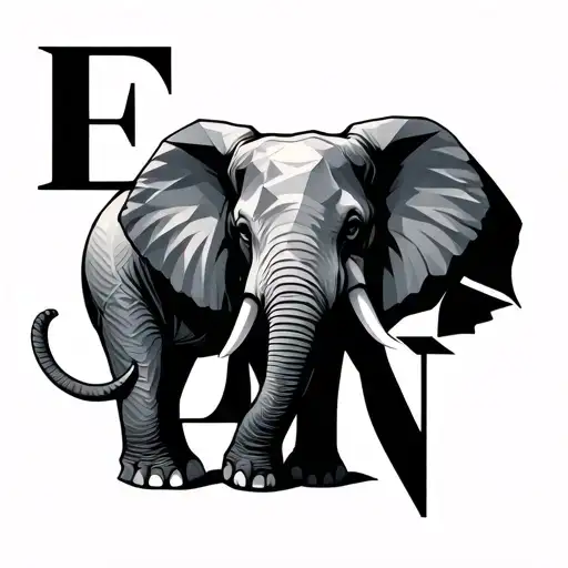 Intertwine Letters E F R A I N Within A Geometric Elephant