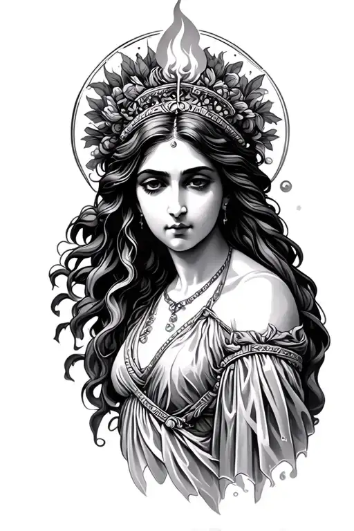 Greek Goddess Hestia With Eternal Flame