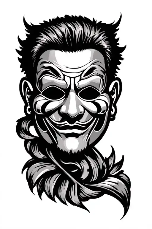 Chicano Style Outer Forearm Tattoo Comedy Mask