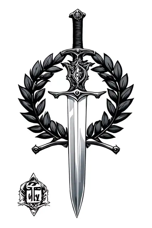 Laurel Wreath With Sword Through It
