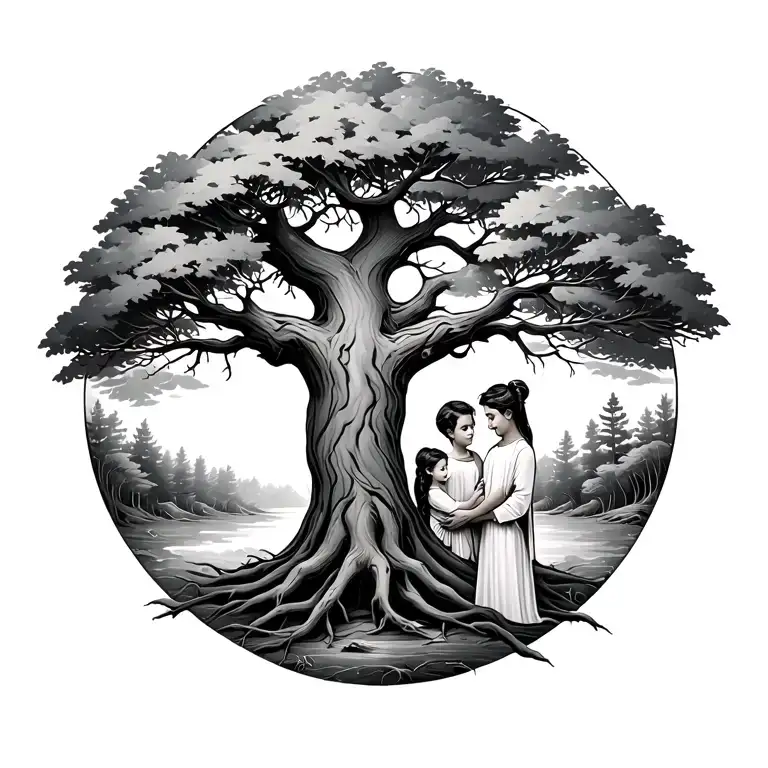 Father Tree With Son And Daughter Incorporated