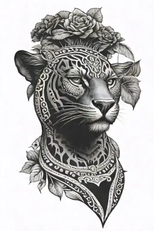 African Border With Black Panther And Threes Into It