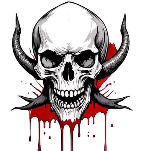 Skull Of A Tazmainian Devil Skull With Blood Dripping