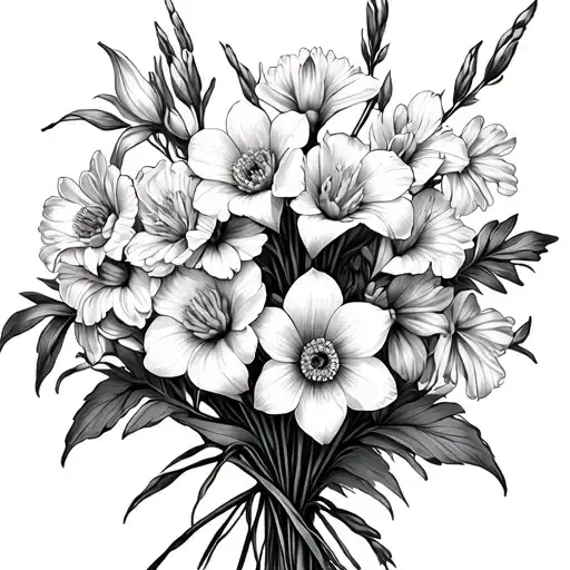 Cosmo Gladiolus Narcissus Rose Chrysanthemum Bouquet