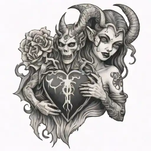 Female Demon Holding Human Heart