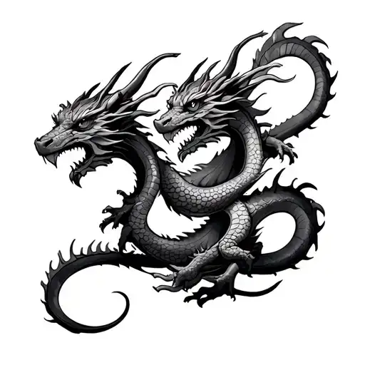 The Contour Of Three Small Dragons On The Forearm