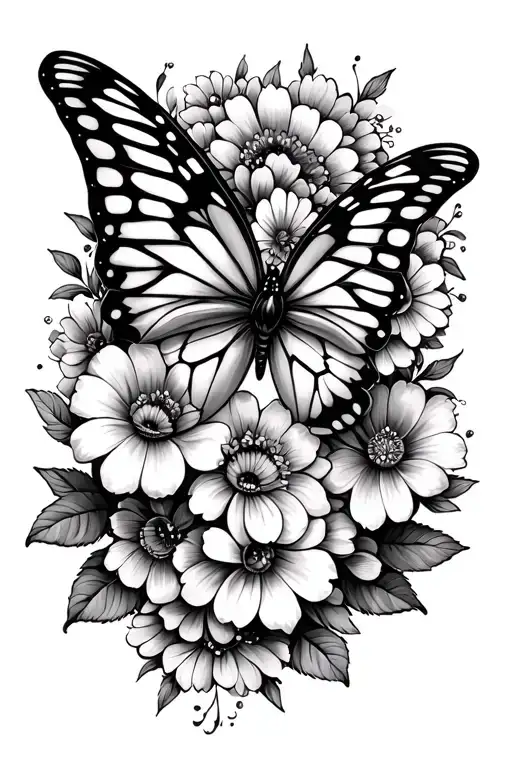 Lady Butterfly Mandala Flowers