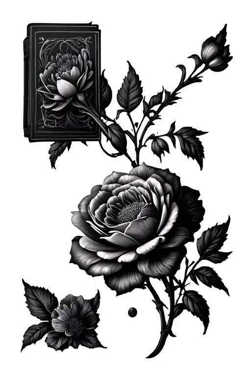 Knife Books Flowers Dark