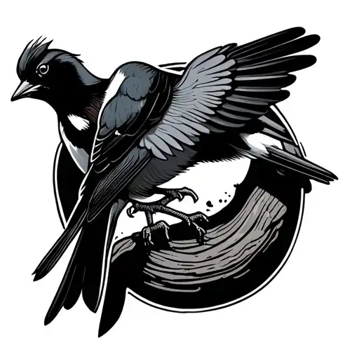 Woodworker With Wagtail Bird Intertwined