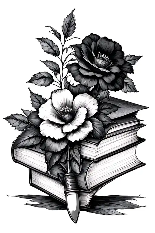 Knife Books Flowers Dark