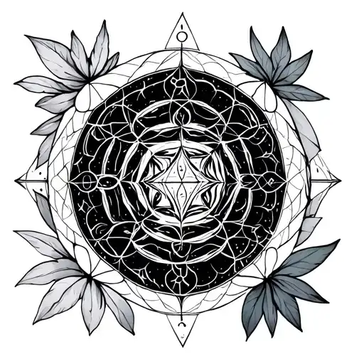 Sacred Geometry With Plants And Sacred Symbols