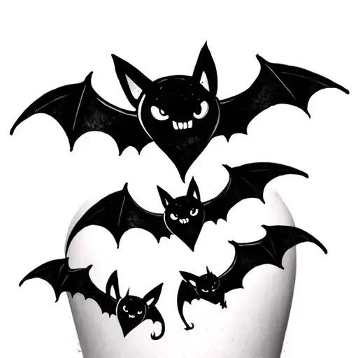 A Cute But Simple Tattoo With Bats On A Thigh Covering Up Some Self Harm Scars