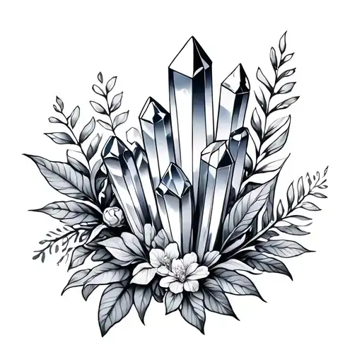 Crystal And Plants Intertwined