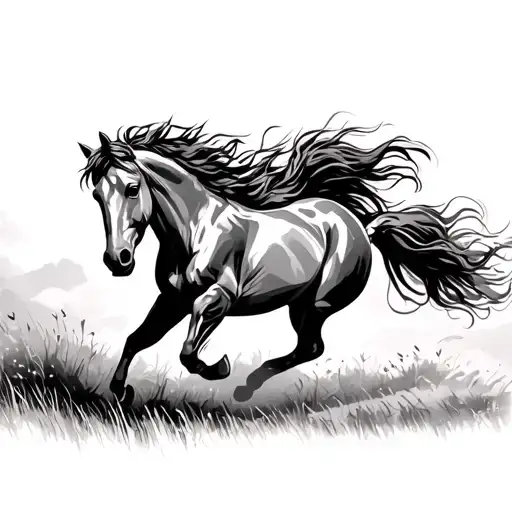 4Running Wild Horse Galloping Through A Field