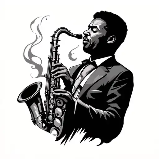 Man Playing Saxophone Smoky Jazz