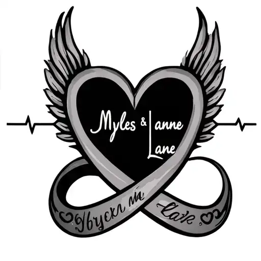 Infinity Symbol With The Names Myles And Lane And Heartbeat Svg