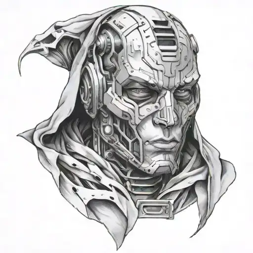 Cyborg Face In Cloak