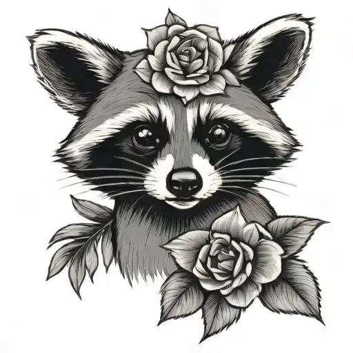 Raccoon With Flower