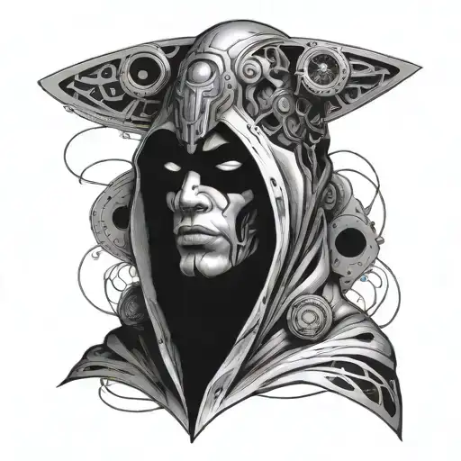 Cyborg Face In Cloak