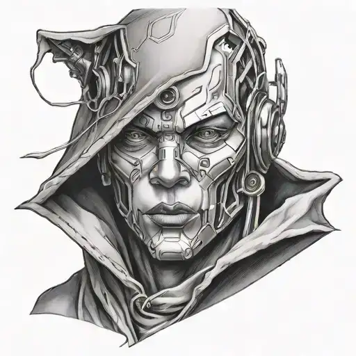 Cyborg Face In Cloak