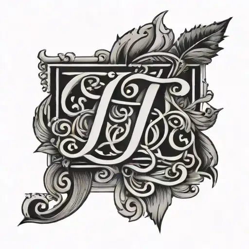 The Initials Tj In Calligraphy