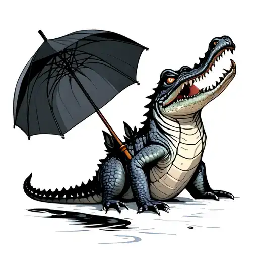 Crocodile That Holds An Umbrella