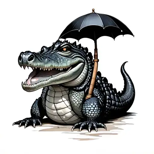 Crocodile That Holds An Umbrella