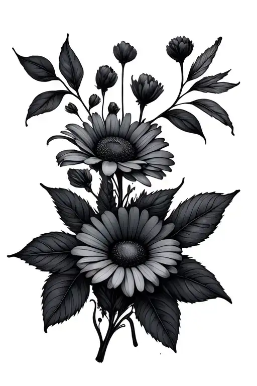 Minimalist Tattoo Birth Month Flower Bouquet