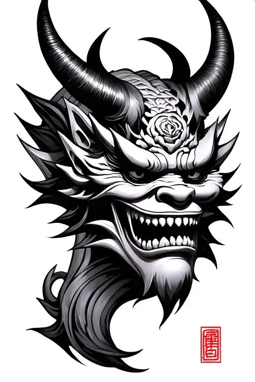Japanese Demon Mask With Scary Centepide